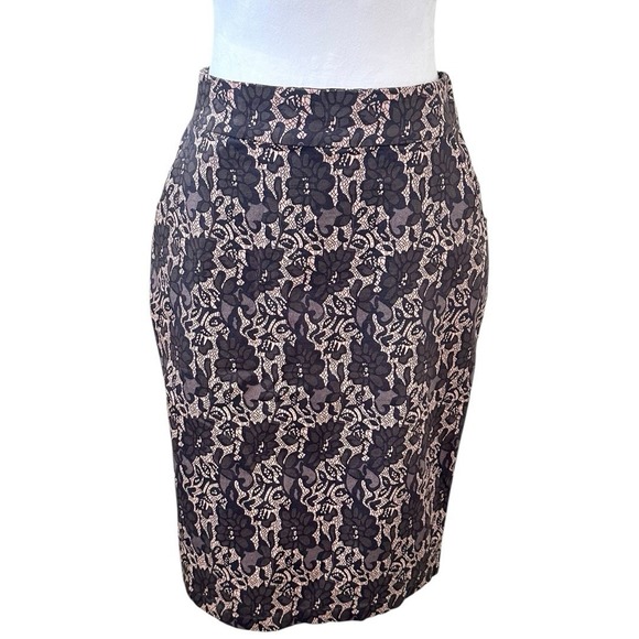 Mikarose Dresses & Skirts - Mikarose Size Medium Pencil Skirt Floral Gray And Brown Office Baddie